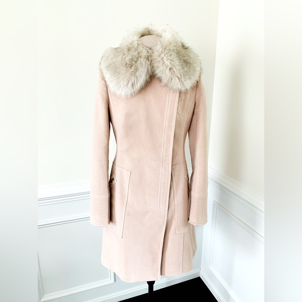 Karen Millen Faux Fur Collar Moleskin Coat